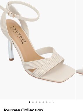 Journee Collection Cream Strappy Ankle-Strap Stiletto Sandals